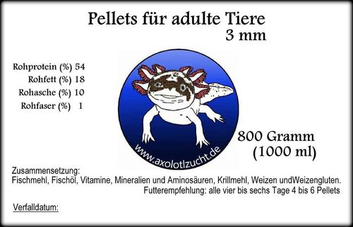 Futterpellets 3mm ...1000ml = 800 Gramm €/kg 14,97